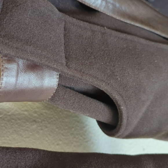 Mackage wool leather trim cozy belt winter trench coat - Picture 5 of 11